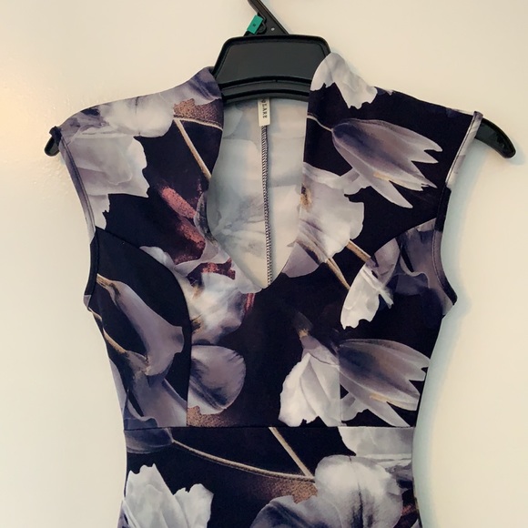 GLARE Dress Blue Floral Print Bodycon - Picture 2 of 4